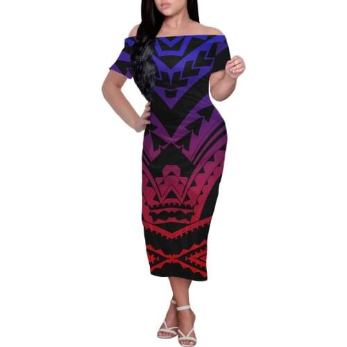 Strapless Strapless Sexy Womens Skirt Short-Sleeved Straight Dress Casual Summer Party Dress Polynesian Samoan Tribe