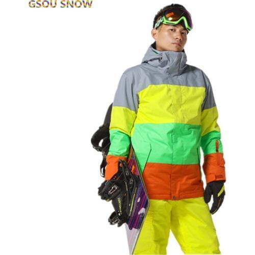 Gsou Snow Brand winter 10k ski For men ski jacket Waterproof snowboard outdoor Ski sport Snowboarding suit sports warm jacket