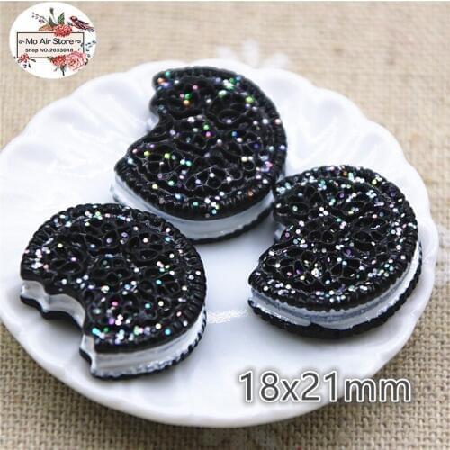 10PCS shiny cookies/biscuit Resin Flatback Cabochon Miniature food Art Supply Decoration Charm small Craft