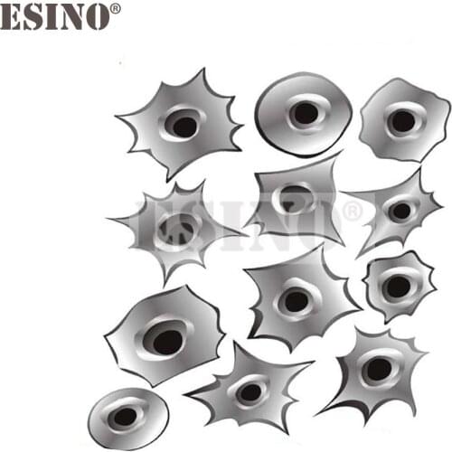 12 x Funny Simulation Gun Bullet Hole Stickers Car Decal for Toyota Ford Chevrolet Volkswagen VW Honda Hyundai Kia Lada