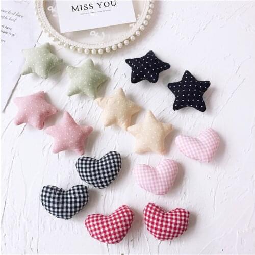 15pcs/lot 4-5cm DIY Handmade fabric wave point of heart and star Patches Appliques For Clothes DIY girls Hair Decoration
