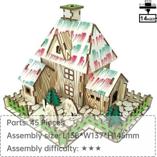 Forest Hut 3D wooden jigsaw puzzle Parent-child interactive toy DIY toys Gifts for children DIY assembly toy 3d puzzle kids gift
