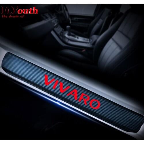 Car Door Sill Welcome Pedal Stickers Door Threshold Plate For Opel VIVARO Carbon Fiber Vinyl Sticker Car Accessories 4Pcs