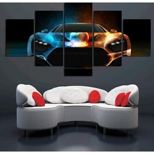 5 Pcs Color Sports Car Wall Art Painting Home Decoration Living Room Canvas Print Painting on Canvas Wall Picture