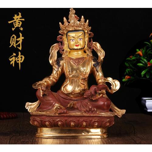 8 inch # GOOD Buddha Buddhist Buddhism family Safety wealth efficacious Yellow Jambhala God of money buddha statue-free shipping