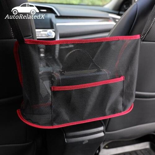 Car Mesh Organizer Storage Pocket Auto Storage Pouch For Phone Document Multi Pockets Seats Handbag Holder Seat Gap Storage Bag