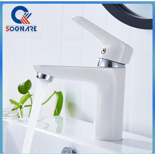 White Basin Faucet For Bathroom Sink Faucet Cold And Hot Water Tap Mixer Faucet Single Handle Hole Mixer Sink Tap Bath Faucet