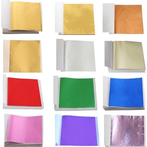 Imitation Gold Leaf Sheets Foil Paper 10pcs Gilding for Arts Crafts Statue Nail Decoration Colorful Gold Leaf Foil Paper 8X8.5cm