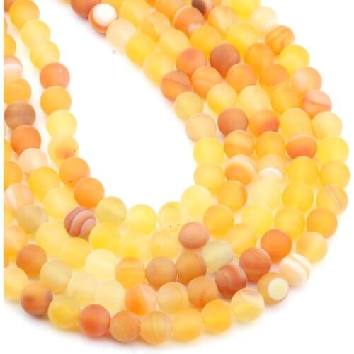 Natural stone beads Grind Arenaceous Orange Stripe Agates Round loose beads for Jewelry Making Necklace DIY Accessories
