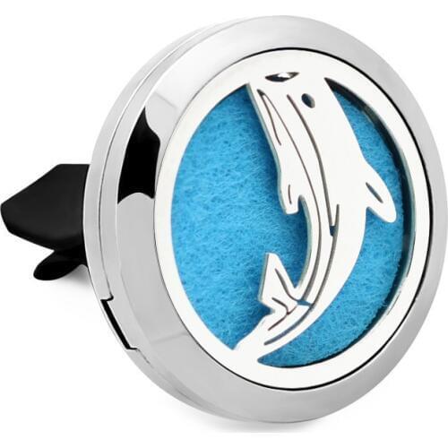 Dolphin 30mm Magnetic Stainless Steel Car Diffuser Locket Aromatherapy Essential Oil Car Diffuser Lockets Free Pads