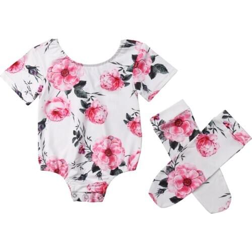 Boutique kids clothing Newborn Kid Baby Girl Short Sleeve Floral Tops Bodysuit+Leg Warmer Outfit