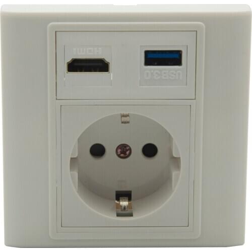 EU 86 Style 1 Port HDMI V2.0 1 Port USB 3.0 1 Port Power outlet Wall Plate Support Customization
