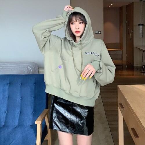 Kpop Oversized Sweatshirt Cotton Zip Up Hoody Loose Harajuku Hoodies Black Grey Fall Unisex Hoodie Teenagers Clothes Women 2020