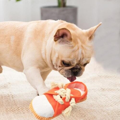 Shoes Toy Creative Pure Color Soft Fabric Shoes Dog Chewing Toy for Pet Owner Dog Toys Supplies Pet Products