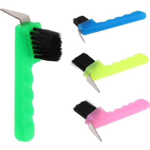 Hoof Pick with Brush Horse Grooming Equipment Tool Green Pink Blue Fluorescent Yellow