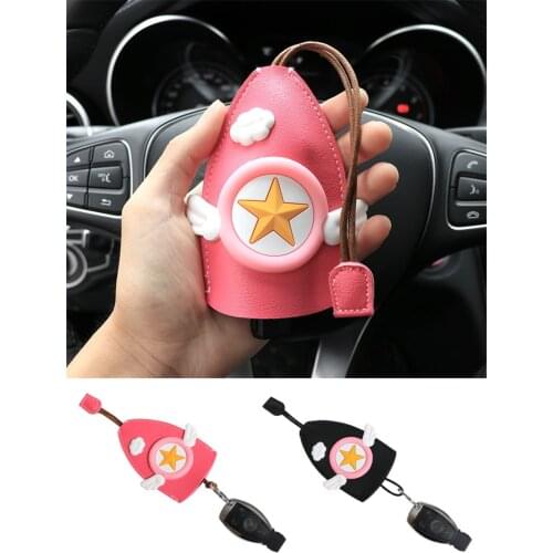 Anime Card Captor SAKURA PU Leather Protector Keys Holder Fob Cover Case Accessories Cosplay Props for Mens Womens New Gifts