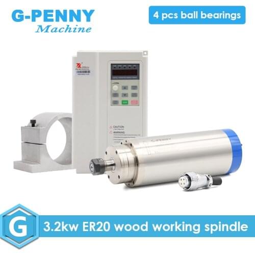 New Arrival! 3.2kw wood working spindle kit ceramic ball bearings & Fuling 3.7kw inverter & 100mm spindle bracket
