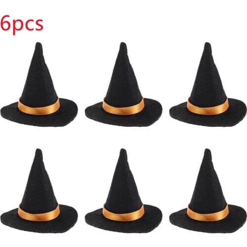1/6pcs Mini Felt Witch Hats Handmade Wine Bottle Decor for Halloween DIY Hair Accessories Crafts Halloween Party Supplies 2021