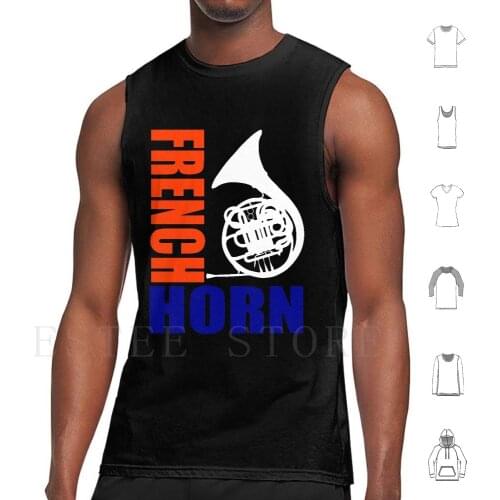 French Horn-3 Tank Tops Vest Cotton French Horn Brass Instrument Musical Music Band Geeks