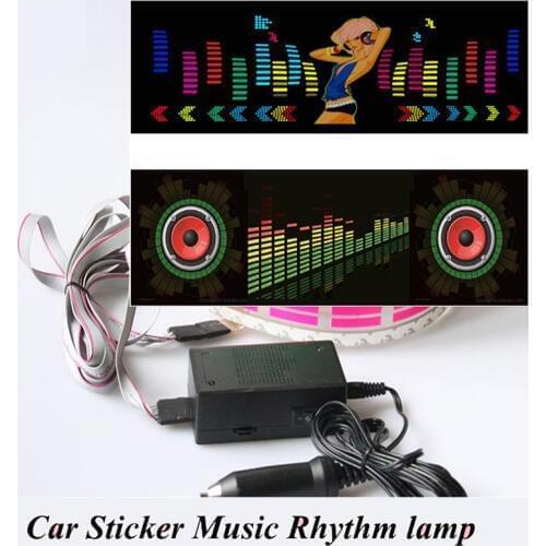 Car Flashing Car Sticker Music Rhythm LED Flash Light Lamp Sound Activated Equalizer Car Atmosphere Led Light 90*25 cm
