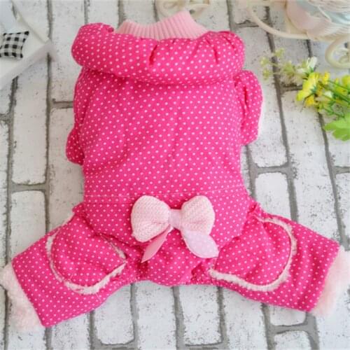 Cute Dots Dog Jumpsuit Winter Dog Clothes Warm Pet Outfit Small Dog Costume Chihuahua Yorkie Clothes Pomeranian Schnauzer Coat