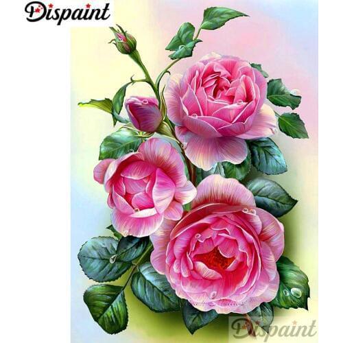 Dispaint Full Square/Round Drill 5D DIY Diamond Painting "Pink flower" Embroidery Cross Stitch 3D Home Decor A11529