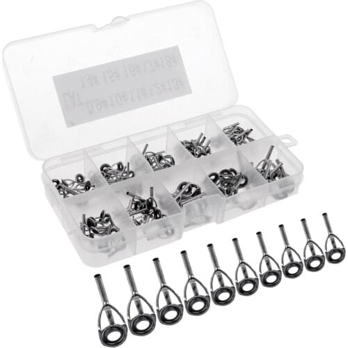 100pcs Rod Repair Kit Fishing Rod Guides Tips Line Rings for Rod Building
