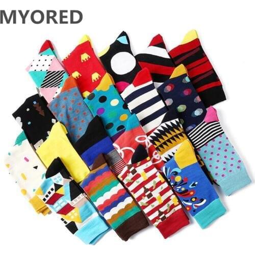 MYORED 5 pair/lot men socks cotton casual dress mens funny socks novelty socks man casual dress gift socks street wear