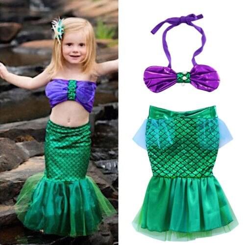 2021 newest arrival Baby Girl Sequined Swimsuit Newborn Girl Lace Fish Scale Swimsuit Costume Set for Summer