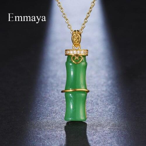 Emmaya New Arrival Green Glass Geometry Necklace For Women Fashion Ornament In Popular Party Elegant Jewelry Hot Sale Gift