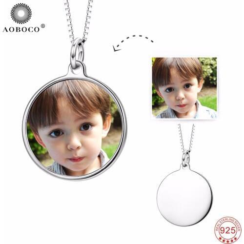 Custom Name & Photo Necklace, 100% Fine 925 Sterling Silver Fashion Pendants Necklaces Personalized Jewelry Unisex GNX14620-D