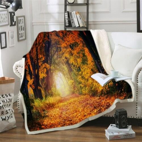 Forest 3D Print Coral Fleece Yoga Beach Blanket Couch Air Conditioning Blanket Travel Bedding 150x200cm Plush Adults