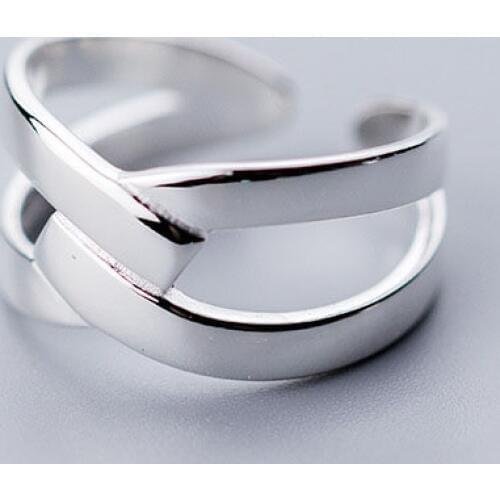 Real 925 Sterling Silver Hollow Cross Opening Ring For Fashion Women Wedding Classic Fine Jewelry Accessories 2019 Gift