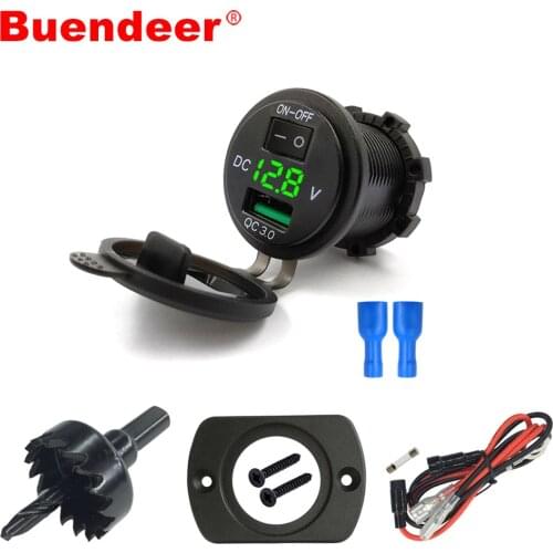 Buendeer QC3.0 12V USB Outlet with ON/Off Switch 4 in 1 DIY Kit USB Charger Socket Adapter for 12-24V Car Motorcycle Marine RV