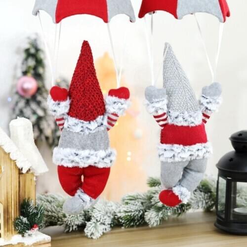 Christmas Parachute Dolls Decoration Santa Claus Dwarf Skydiving Plush Doll Ornaments Christmas Window Decoration Gift