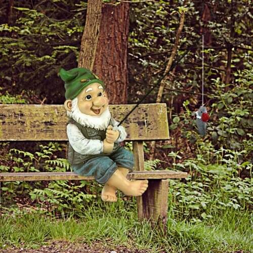 The Fishing Gnome Garden Statue Outdoor Fairy Miniature Pot Handicraft Ornaments Flower Accessories Elf Garden Crafts Dwarf M0H3