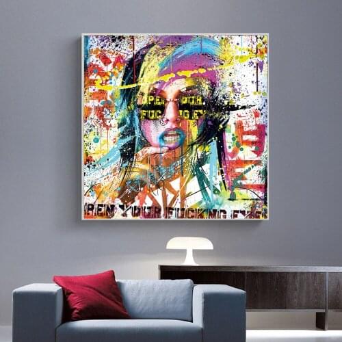 Modern Graffiti Art Posters and Prints Canvas Wall Art Canvas Watercolor Portrait Beautiful Women Pictures for Room Wall Decor