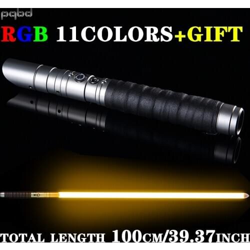 Pqbd RGB Lightsaber Cosplay Metal Handle Light Saber Heavy Dueling Sound 11 Colors Change LED Laser Sword FX Blaster Toy Gifts