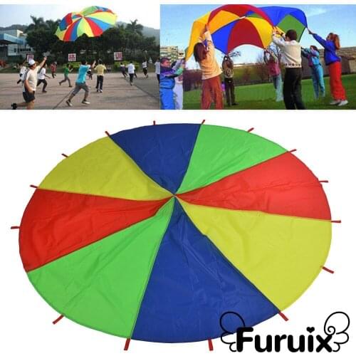 2M/3M Diameter Outdoor Rainbow Umbrella Parachute Toy Jump-Sack Ballute Play Teamwork Game Toy For Kids Gift Hot Sale