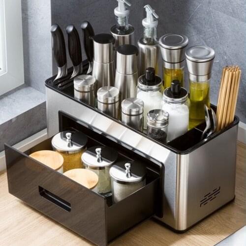 Rust-Proof 304 Stainless Steel Household Kitchen Rack Seasoning Desktop Storage Box