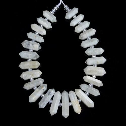 High Quality Natural Moon Stone Lapis Stone Beads Healing Crystal Double Point GEM PENDANT For Jewelry DIY Bracelet Necklace