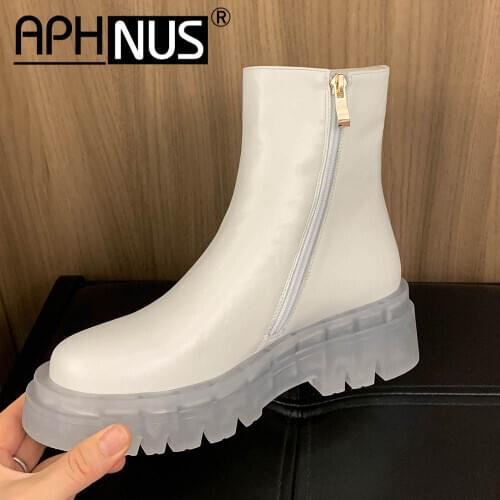APHNUS Womens Boots Riding Short Ankle Booties Flats High Mid Heels Pumps Platforms Trifle Woman 2020 Shoes For Women New Boot