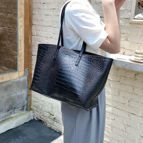 Women Style Handbags,new Trendy Fashion Handbags, PU Crocodile Pattern Tote Bags, Womens Shoulder Bags Purses and Handbags