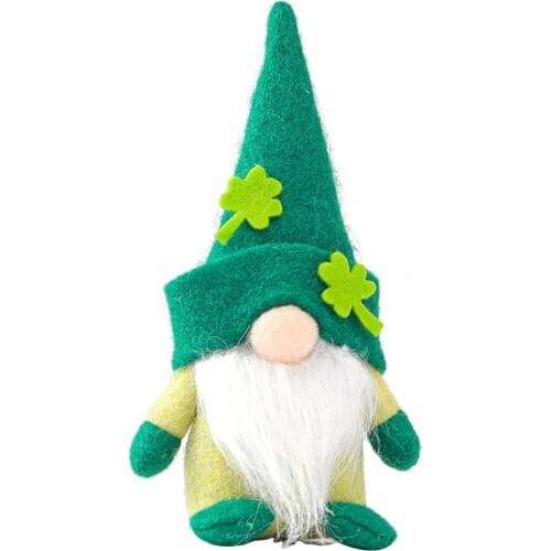 1 Pcs Irish Festival Clover Faceless Plush Doll St. Patricks Day Decor Ornaments Faceless Old Man Green Leaf Festival