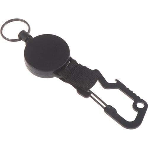 1pc Retractable Keychain - Heavy Duty Badge Holder Reel With Multitool Carabiner Clip,Key Ring With Steel Wire Cord Up To 25