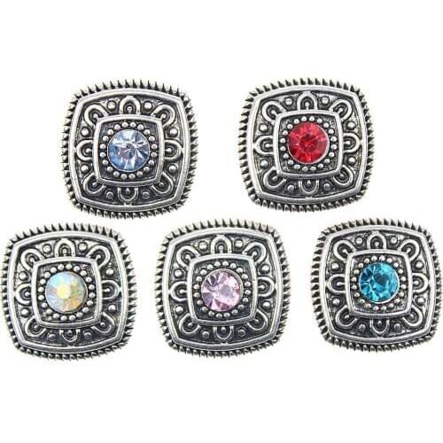 10pcs/lot Snap Jewelry Rhinestone 18mm Snap Buttons Vintage Metal Snap press buttons fit Snap Bracelet For Women Men