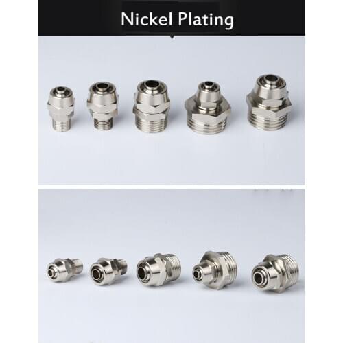 2PCS PC 12-01 1/8" Male Thread PC 12-02 1/4" Male Thread to OD 12mm Air Hose Tube Quick Coupler Coupling Fitting