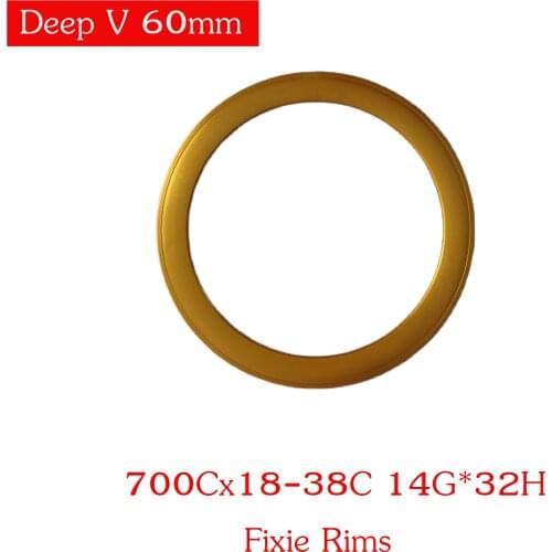 700C Gold Plated Fixied Bike Rim 14G*32H Deep V 60mm Fixie Bicycle Fixed Gear Bike Rims Parts