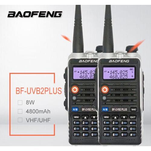 8W Powerful BAOFENG UV-B2 PLUS Portable Walkie Talkie 4800mAh UHF VHF Amateur Ham CB Radio Scanner HF Transceiver Woki Toki