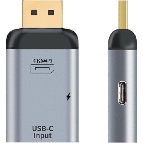 USB-C Type C Female Source to Displayport DP Sink HDTV & PD Power Adapter 4K 60hz 1080p for Phone & Laptop